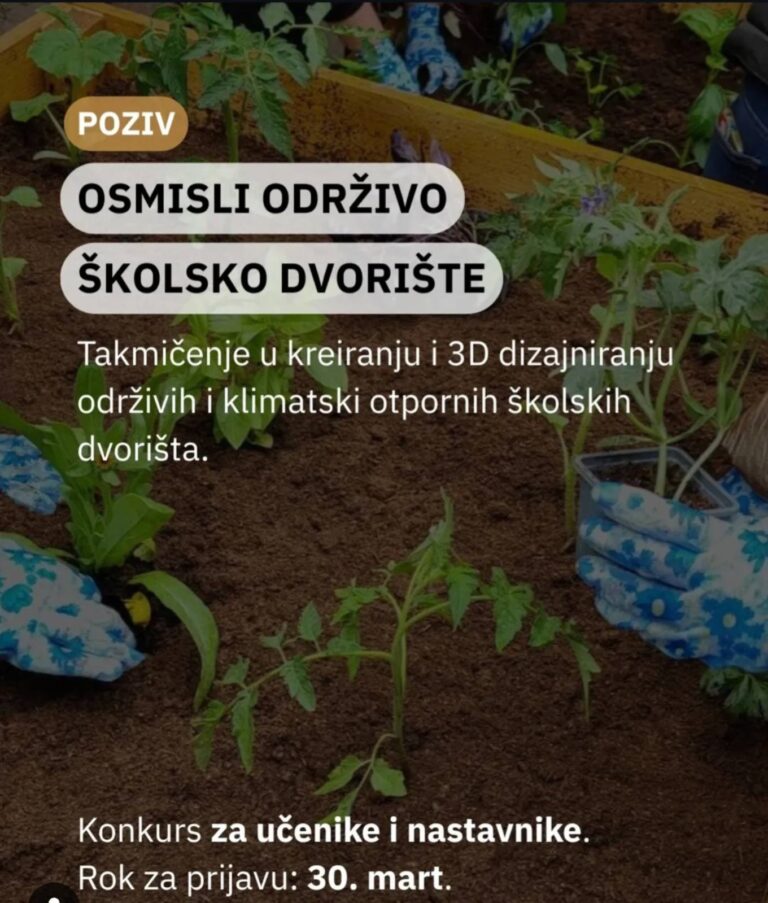 Kroz STEAM i 3D dizajn do održivog školskog dvorišta – otvoren poziv za škole